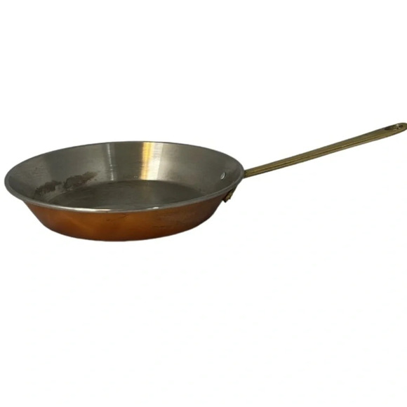 VINTAGE 90’s Copper Frying Pan Brass Handle Sauté - Picture 1 of 10